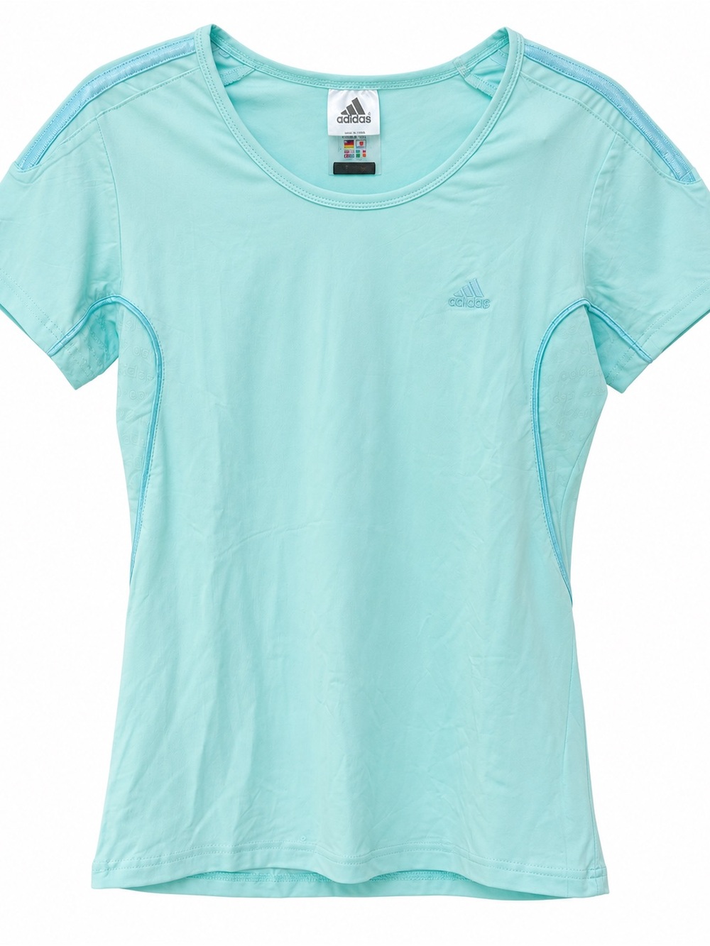NWT Adidas aqua Blue green Athletic Short Sleeve Workout Top Size L